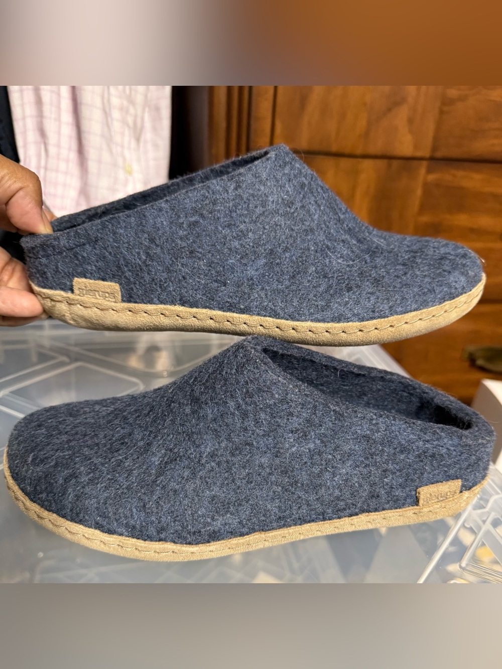 Glerups Like New Gray Felt Slip-On Slippers Size 37 = Size 7 (Worn Once Indoors)
